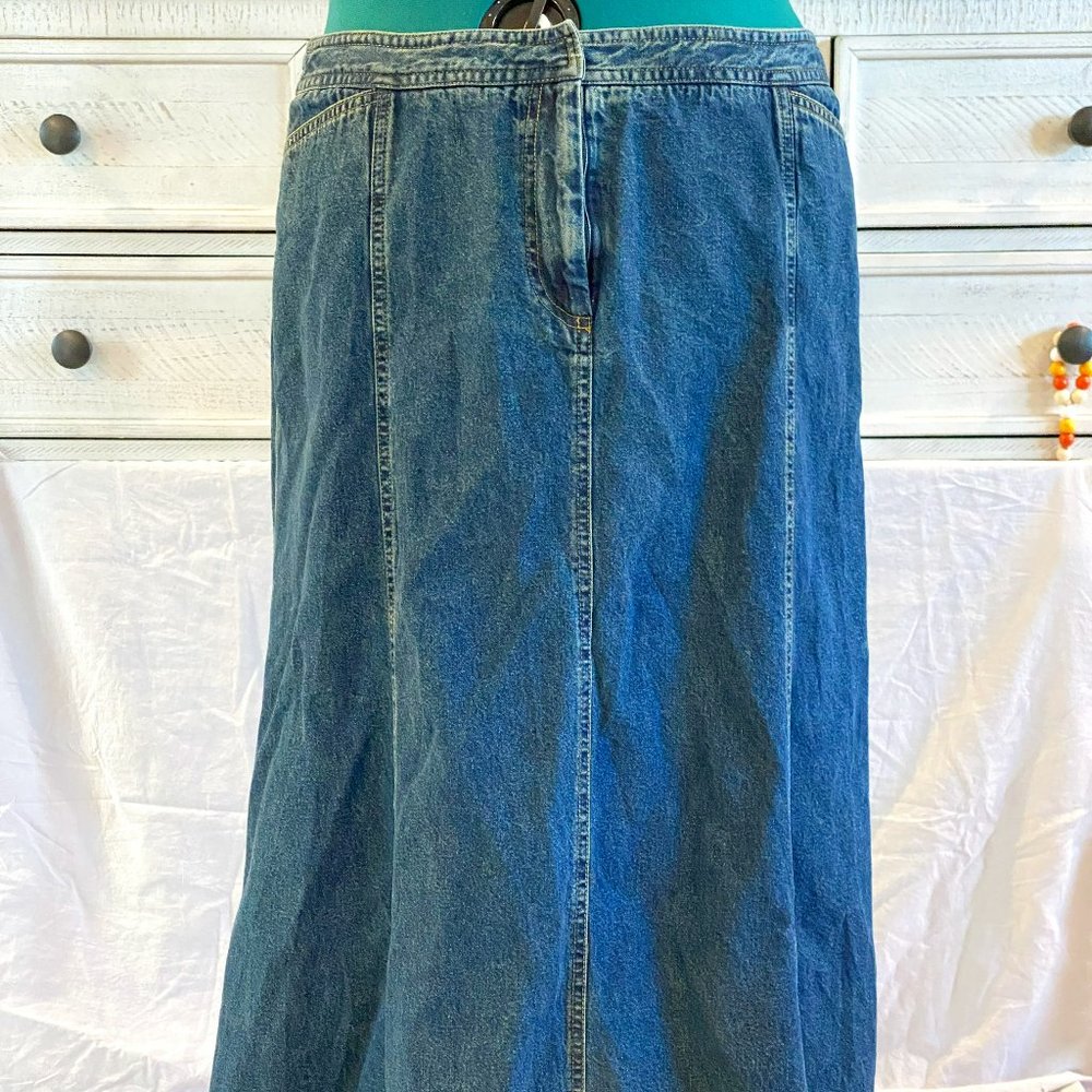 Long Ankle Length Blue Jean Skirt 16